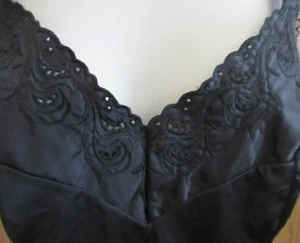 VANITY FAIR SCHWARZ Nylon Satin SPITZE überbacken Camisole Slip Top Gr. 36 / 40" Brustumfang - Bild 1 von 6