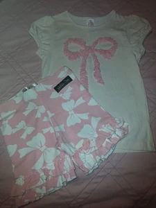 Matilda Jane Pink & White Ribbon Shorts And Shirt Outfit Size 4 (Size 2) - Picture 1 of 7