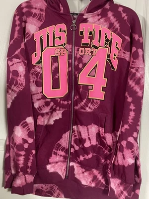 ¡Chaqueta Justice Girls rosa tie dye con capucha! ¡NUEVO CON ETIQUETAS! Talla XL (16/18) Foto 1 de 4