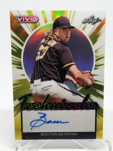 2024 Leaf Vivid Boston Batemanb 4/10 Green Lava Technicolor Auto # T-BB1 PADRES - Picture 1 of 2