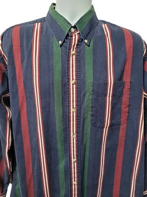 Vintage 90s Y2K Trader Bay Men's Shirt LT Colorful Long Sleeve Cotton Striped - Image 1 of 4