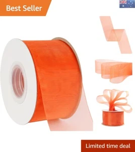 Luxurious 50-Yard Torrid Orange Organza Ribbon - Perfect for Weddings & Crafts - Picture 1 of 6