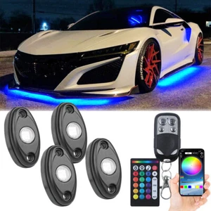 4x Pods Blue LED Rock Lights Music Bluetooth Underglow Neon Lights For Acura NSX - Picture 1 of 16