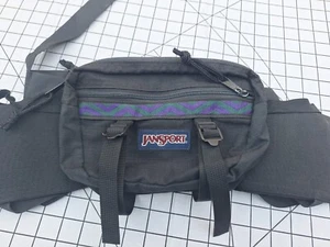 Vintage 90s JANSPORT Black Waist Bag Aztec Fanny Pack - Picture 1 of 4