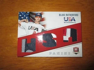 BLAKE RUTHERFORD 2015 Panini USA Baseball Game Used TRIPLE PATCH #21/35 Yankees - Picture 1 of 1