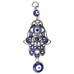 Turkey Blue Evil Eye Fish Hamsa Hand Amulets Blessing Wall Hanging Pendant Decor - Picture 1 of 3