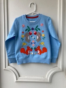 NEW Girl's Fall Lightweight Blue Sweatshirt-Mini Boden Inspired Design Size 6 - Picture 1 of 4