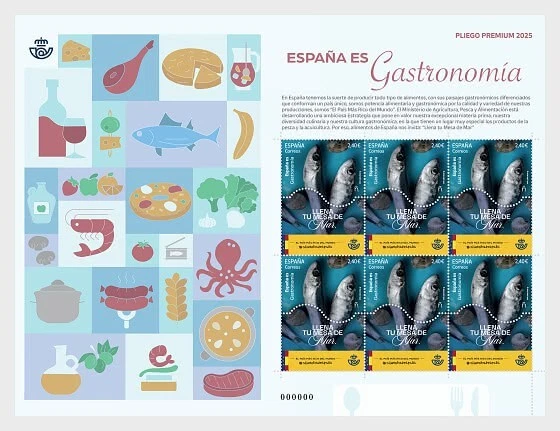 spain 2025 espagne Gastronomy  Richest Country in World FISH Seafood 6v mnh FULL - Image 1 of 1