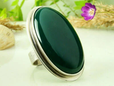 Lush Verde Onice Gemma 925 Argento Sterling Artigianale Anello Tutti Misura S-41 - Immagine 1 di 4