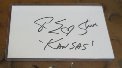 Steve Walsh & Phil Ehart dual signed autographed 3x5 index card Kansas Cover