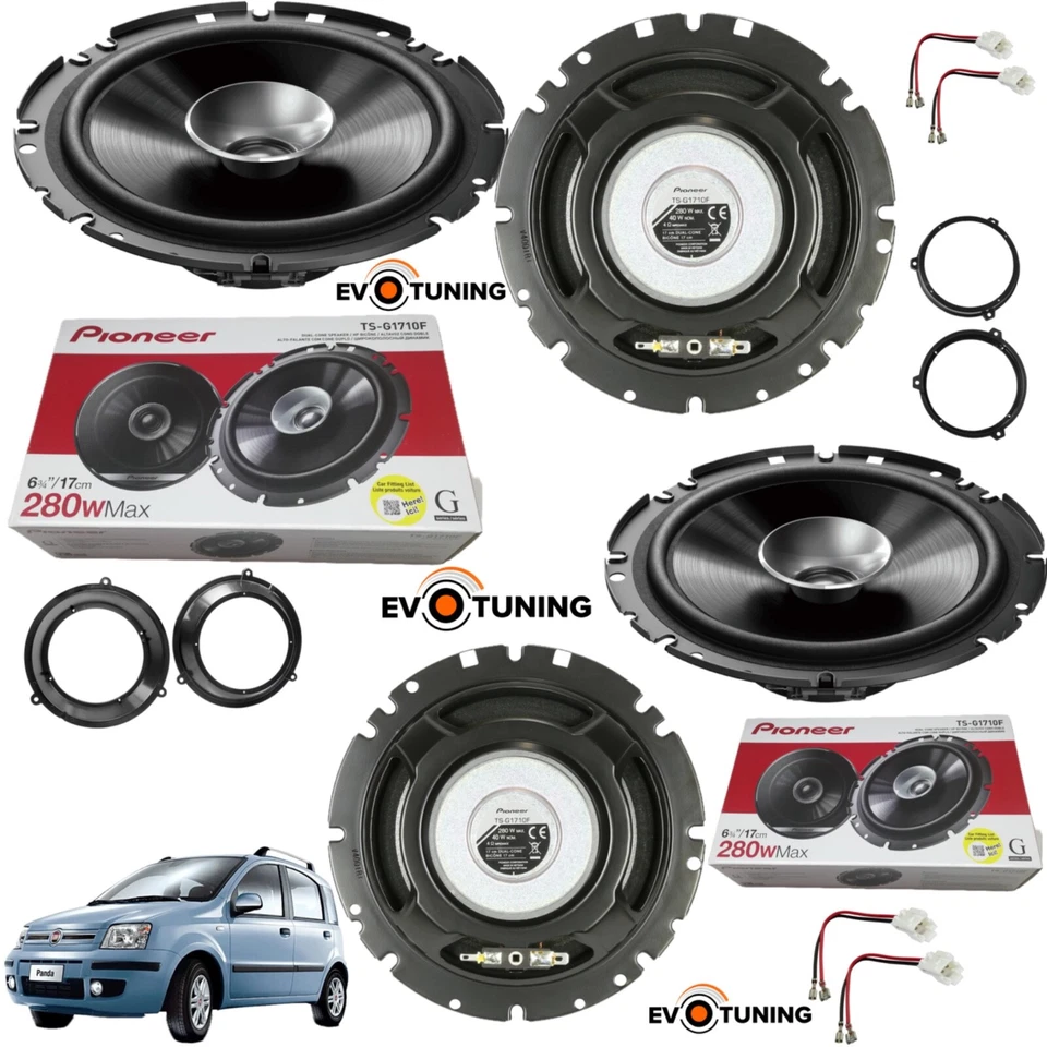 Kit 4 Casse Altoparlant Pioneer Anteriori Posteriori per Fiat Panda 169 dal 2003 - Immagine 1 di 4