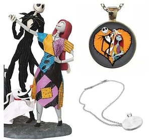 THE NIGHTMARE BEFORE CHRISTMAS JACK AND SALLY CABOCHON HALSKETTE ORANGE HERZ - Bild 1 von 5