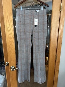 Tahari Nordstrom Hahnentritt schwarz & hellbraun ausgestellt elegante Hose Frontnaht L neu - Bild 1 von 7