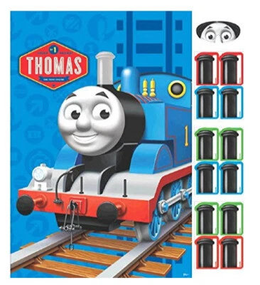 THOMAS TANK ENGINE birthday PARTY GAME poster stickers blindfold train 14pcs - Image 1 of 2