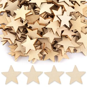 Paquete de 200 estrellas de madera de 1" recortes estrellas de madera sin terminar para adornos artesanales hágalo usted mismo - Imagen 1 de 9