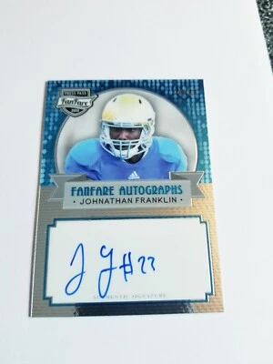 JOHNATHAN  FRANKLIN PRESS PASS FANFARE AQUA AUTO RC #76/99 UCLA PACKERS  - Image 1 of 3