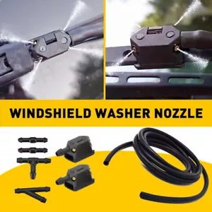 2pcs Windshield Washer Jet Nozzles With 2 M hose W/ Connector Universal Durable - Picture 1 of 11