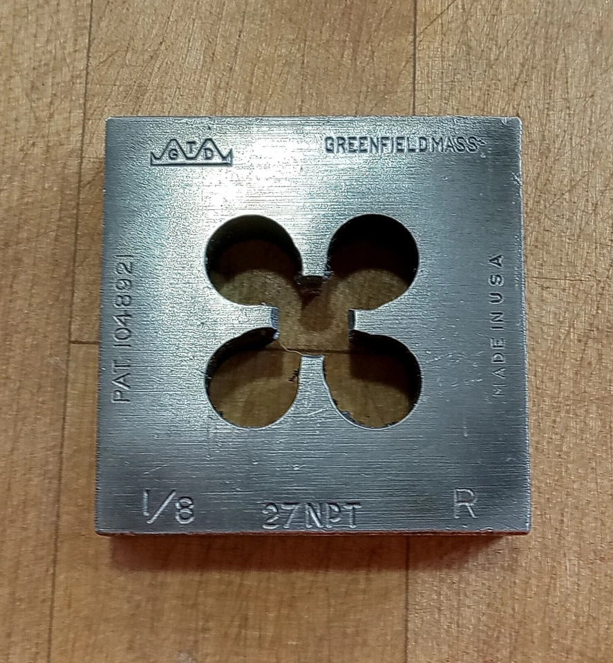 GTD Greenfield Square NPT matriz de rosca de tubo para rosca de tubo de 1/8" EUA - Imagem 1 de 1