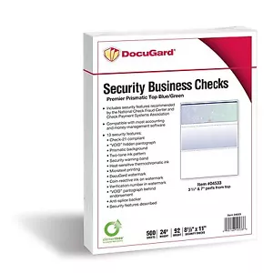 DocuGard Blue/Green Prismatic Top Check, 8.5 x 11 Inches, 24 lb, 500 Sheets - Picture 1 of 2