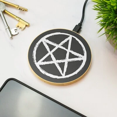 Pentagram Wireless Phone Charger Wooden Printed Cell Phone Charger Gift - Image 1 of 4