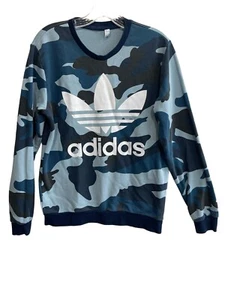 Vintage Sweatshirt Blue Urban Camouflage Adidas Long Sleeve Size XL - Picture 1 of 13