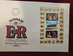 Tuvalu 1977 Queen Elizabeth II Silver Jubilee First Day Cover Sheet - Bild 1 von 1