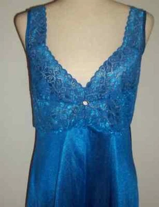 Vintage 80er Jahre Amoureuse royalblau Nylon Baby Puppe Nachthemd Größe Medium - Bild 1 von 8