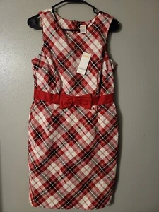 Gymboree Girls Holiday Christmas Dress Plaid With Bow Size 6 Red White Gray - Picture 1 of 4
