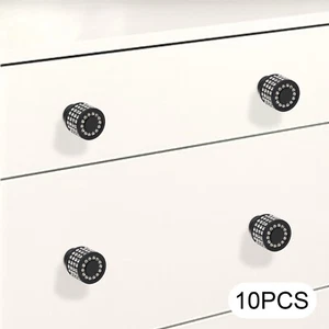 10 Pack Modern Round Cabinet Door Knob Kitchen Drawer Dresser Handle Pull Black - Picture 1 of 13