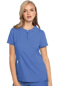 Med Couture Scrubs Women's Zip Front Henley Top MC609 CIEL Ciel Free Ship - Picture 1 of 3