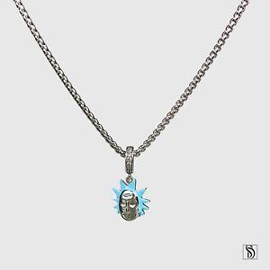 Rick And Morty Pendant Necklace, Premium Sterling Silver Rick Charm Jewelry Gift