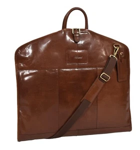 Luxury Leather Suit Carrier Bag Chestnut Suiter Case Dress Garment Travel Cover - Picture 1 of 11