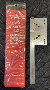 Vintage TWIX Metal 4 In 1 Tool Protractor Drill Gage Gauge Made in USA No. P108B - Picture 1 of 10