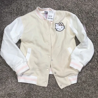 Chaqueta universitaria de vellón frontal a presión para niñas Hello Kitty cian/blanca *Talla:. 7 Foto 1 de 4
