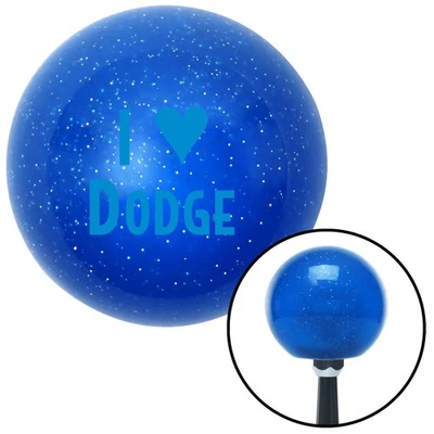 Blue I <3 DODGE Blue Metal Flake Shift Knob w/ M16x1.5 Insert Shifter Auto Brody - Image 1 of 4