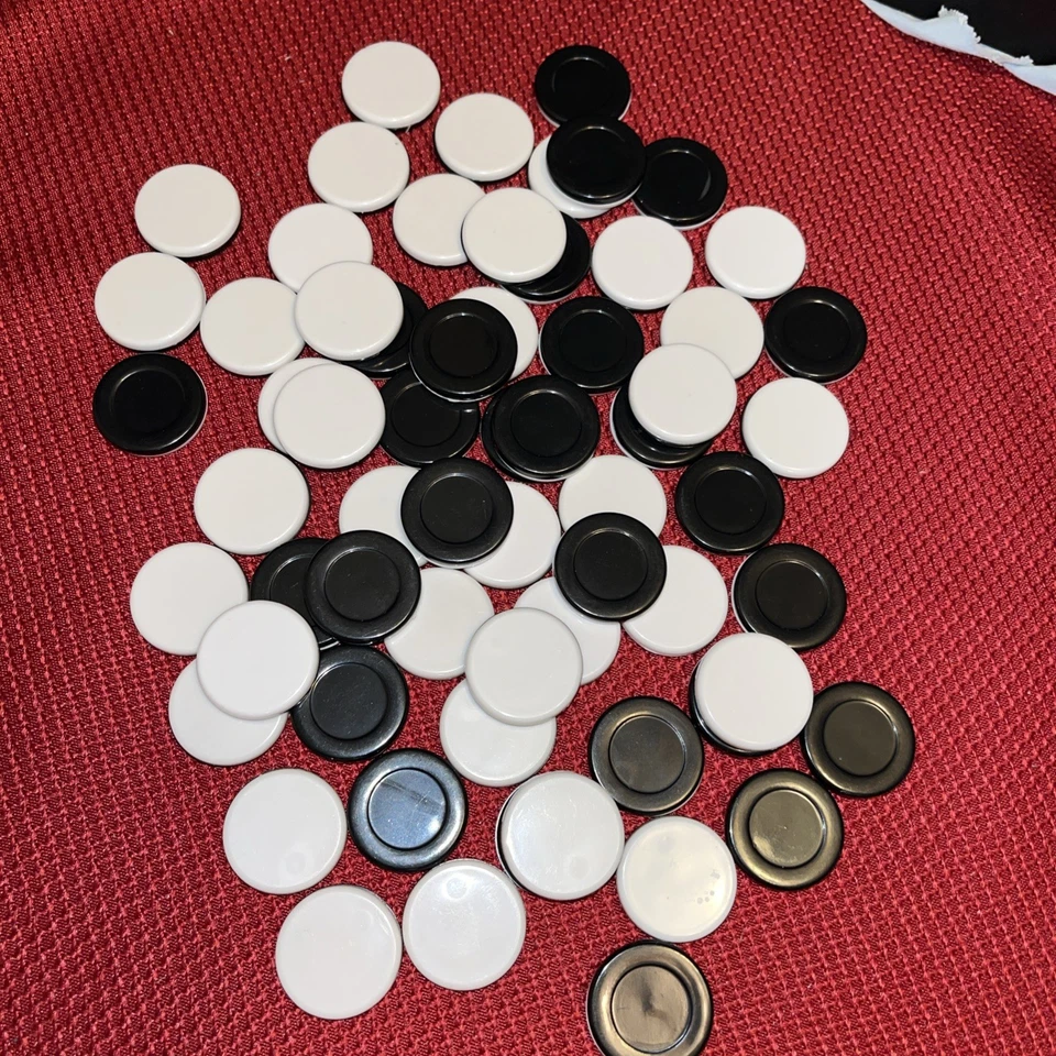 Lot of 64 Othello Replacement Black and White Flat Discs Chips Tokens Pieces - Image 1 of 1