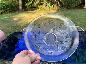 Iris and Herringbone 11" Straight Edge Fruit Bowl RARE Jeannette Depression 1930 - Picture 1 of 19