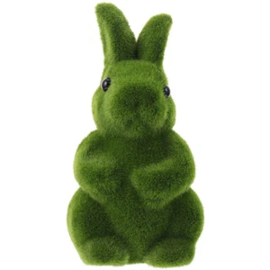 Easter Moss Bunny Figurine Flocked Rabbit Statue Festival Garden Yard Rabbit - Picture 1 of 12