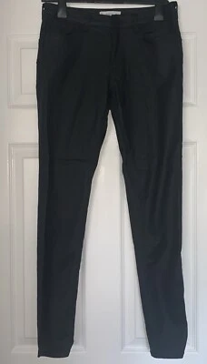 LADIES MANGO FAUX/LEATHER LOOK KIM JEANS SIZE 12, PLEATHER BLACK, SKIINY LEG - Image 1 of 4