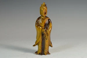 ⭕️ A Fine 19th Century Chinese Tiger Eye, Stone of Protection, Kwan Yin - Picture 1 of 6