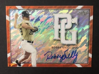 2021 Leaf - (Robby Snelling) ORANGE MARBLE Auto #1/1 (Perfect Game) Marlins - Image 1 of 2