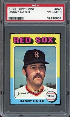 1975 Topps Mini Baseball #645 Danny Cater PSA 8 - Image 1 of 2