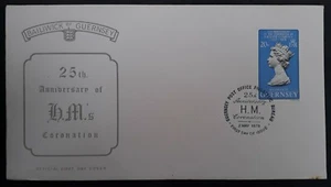 1978 Guernsey QE2 Coronation Anniv FDC ties 20p Stamp cd Guernsey - Picture 1 of 3