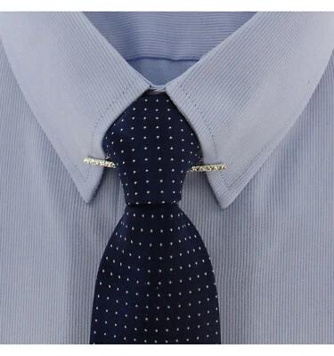 Silver Tone Mens Floral Collar Bar Clip 2 1/8" Ky & Co USA Made - Image 1 of 3