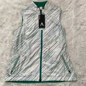 Antigua Womens Size Small White / Green Performance Sleeveless Vest Full Zip NWT - Picture 1 of 5