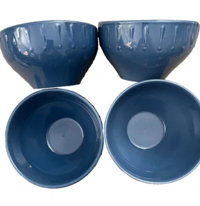 Set of 4 Royal Norfolk Muscular Carved Blue Ceramic Cereal/Soup Bowls - Picture 1 of 4