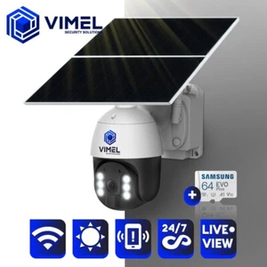 Wireless Security Camera WIFI Solar Panel 64GB Alarm Sound 24/7 Recording 1080P - Picture 1 of 21