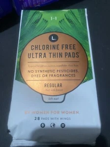 L. Chlorine Free Ultra Thin Regular Absorbency Pads with Wings 28 Count ! - Picture 1 of 3