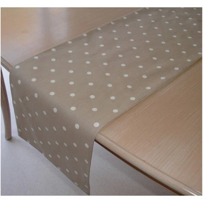Table Runner 60" Beige Taupe Polka Dots Brown White Polka Dots 5ft Spots 150cm - Image 1 of 3