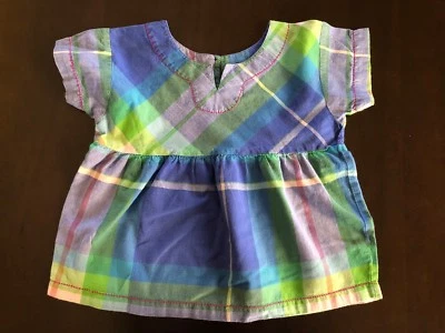 Tea Collection girls 5 multi color plaid short sleeve shirt - Image 1 of 3